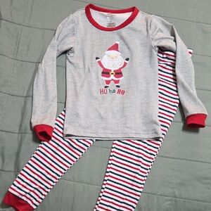 Festive Santa Kids Pajama Set - Gray and Red